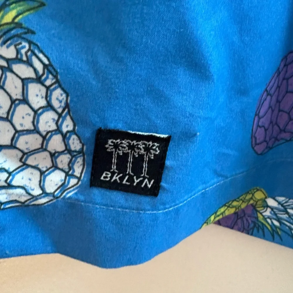 NWOT Brooklyn Cloth Volley Blue Pineapple Swim Trunks M